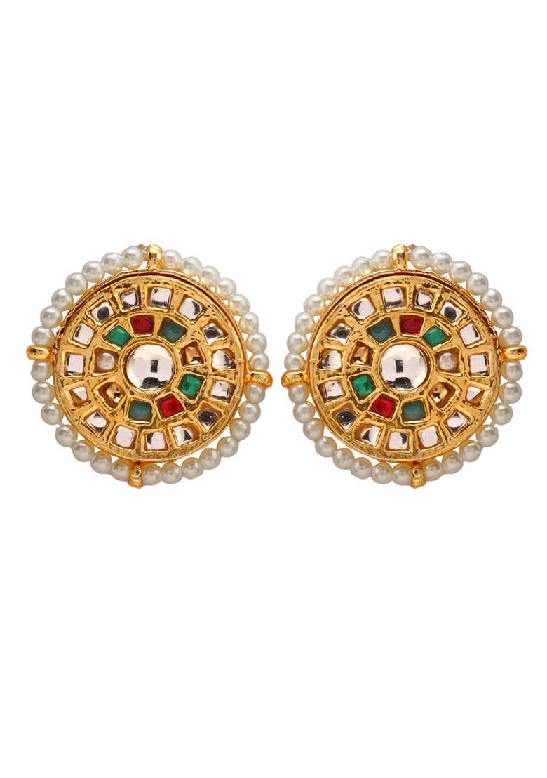 22Kt Gold Plated Navrattan Hasli - Indya
