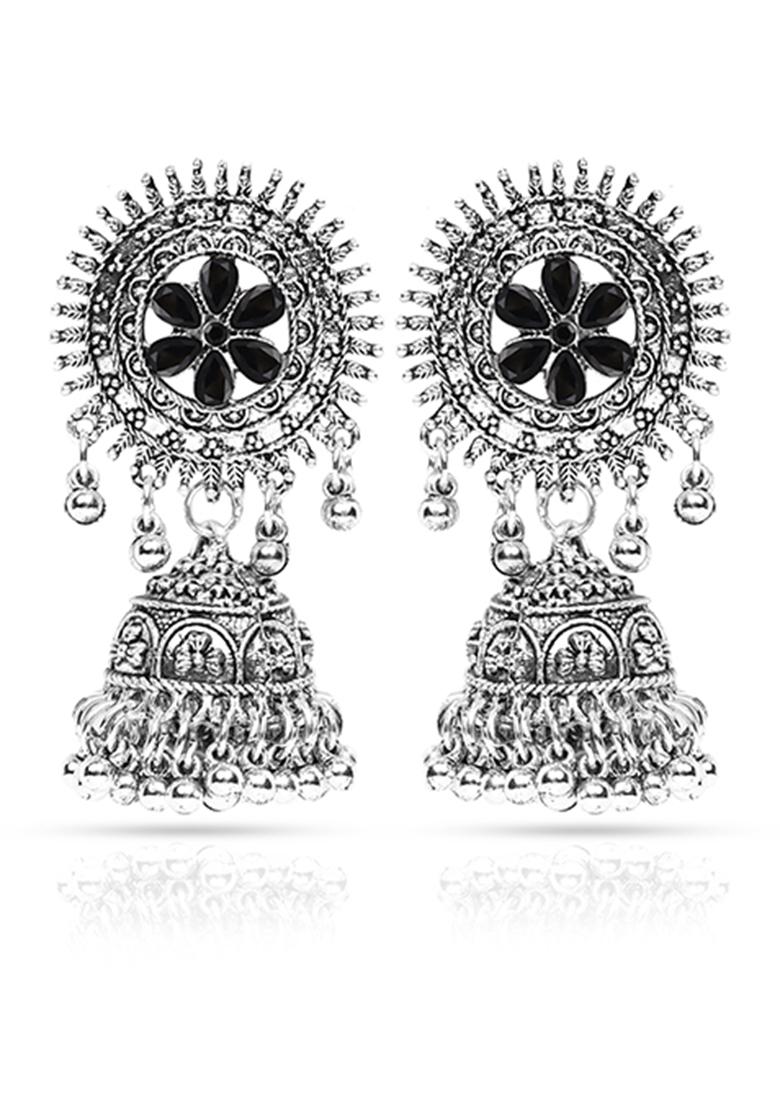 Silver Plated Black Choker Alloy Necklace Set