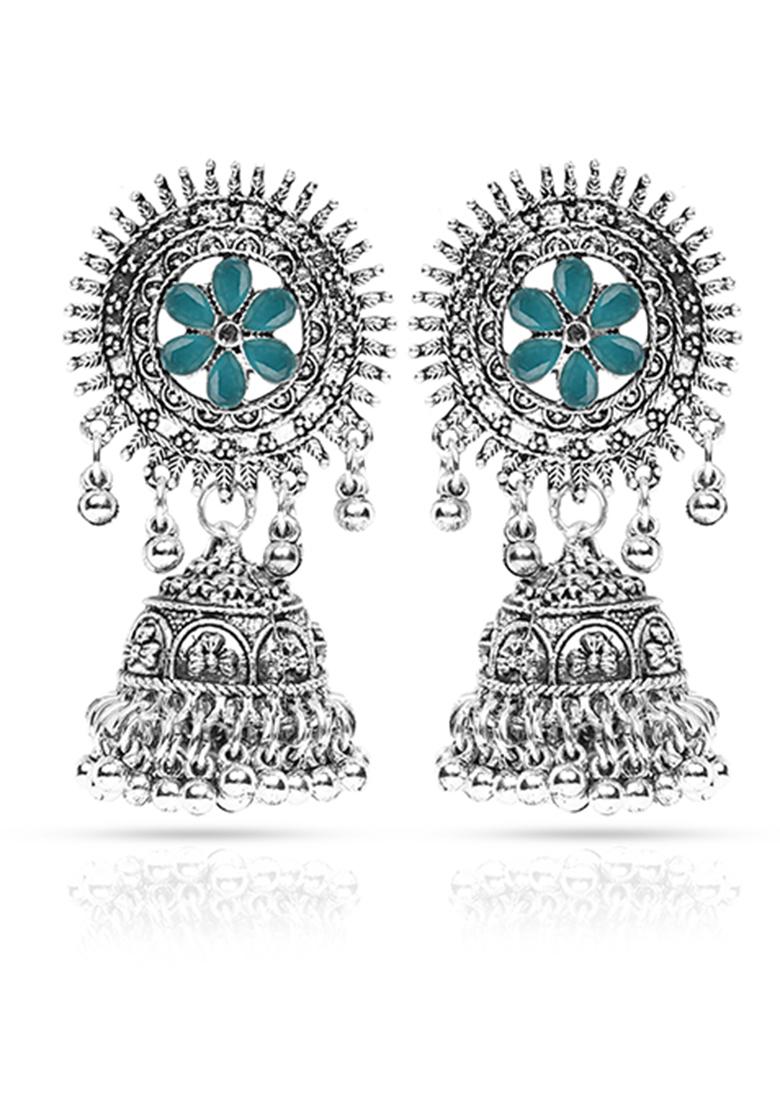 Silver Plated Green Choker Alloy Necklace Set