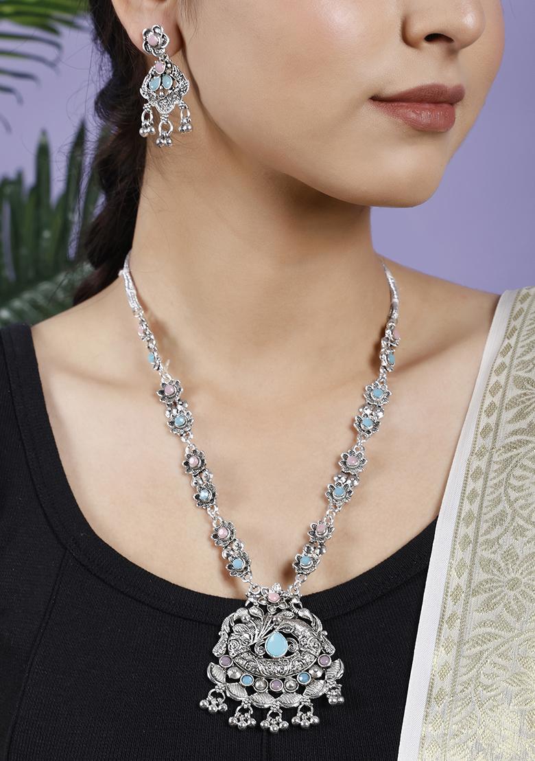 Silver Plated Multi Choker Alloy Necklace Set