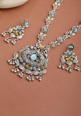 Silver Plated Multi Choker Alloy Necklace Set