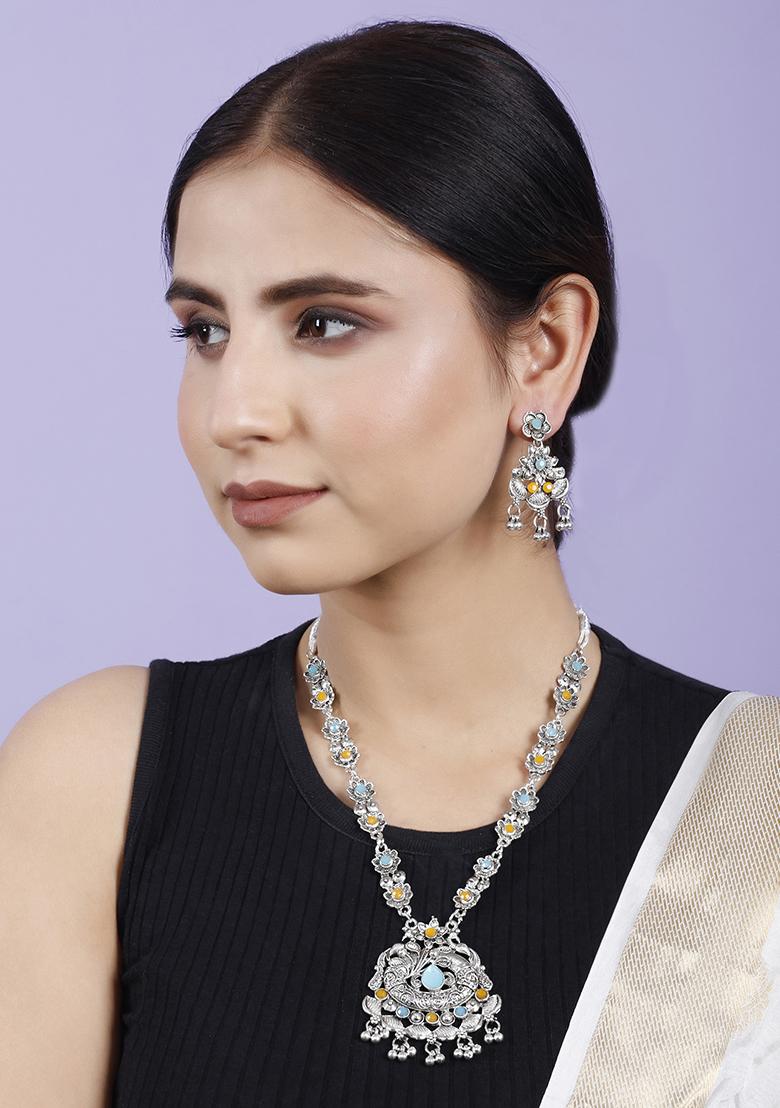 Silver Plated Multi Choker Alloy Necklace Set