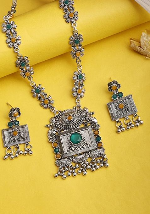 Silver Plated Multi Choker Alloy Necklace Set