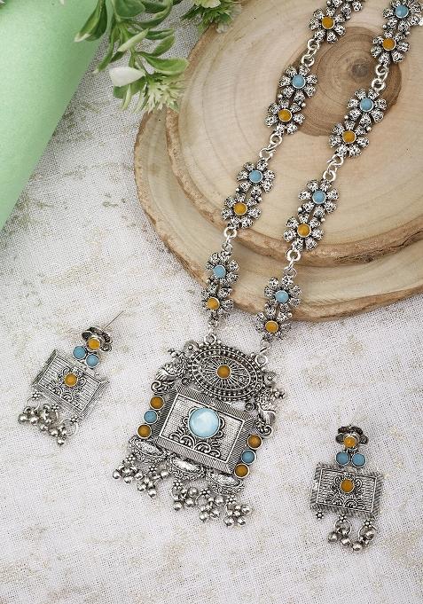 Silver Plated Multi Choker Alloy Necklace Set