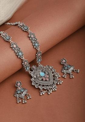 Silver Plated Multi Choker Alloy Necklace Set