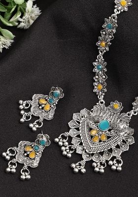 Silver Plated Multi Choker Alloy Necklace Set