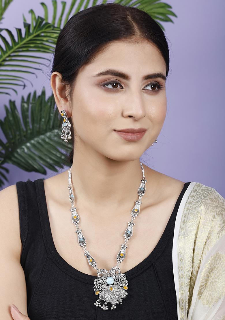 Silver Plated Multi Choker Alloy Necklace Set