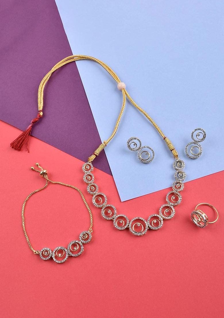 Silver Plated Golden Collor  Alloy Necklace Set