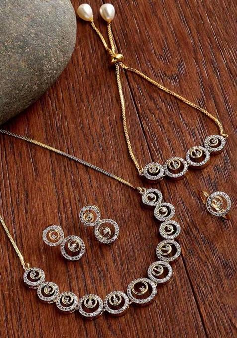 Silver Plated Golden Collor  Alloy Necklace Set