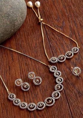 Silver Plated Golden Collor  Alloy Necklace Set