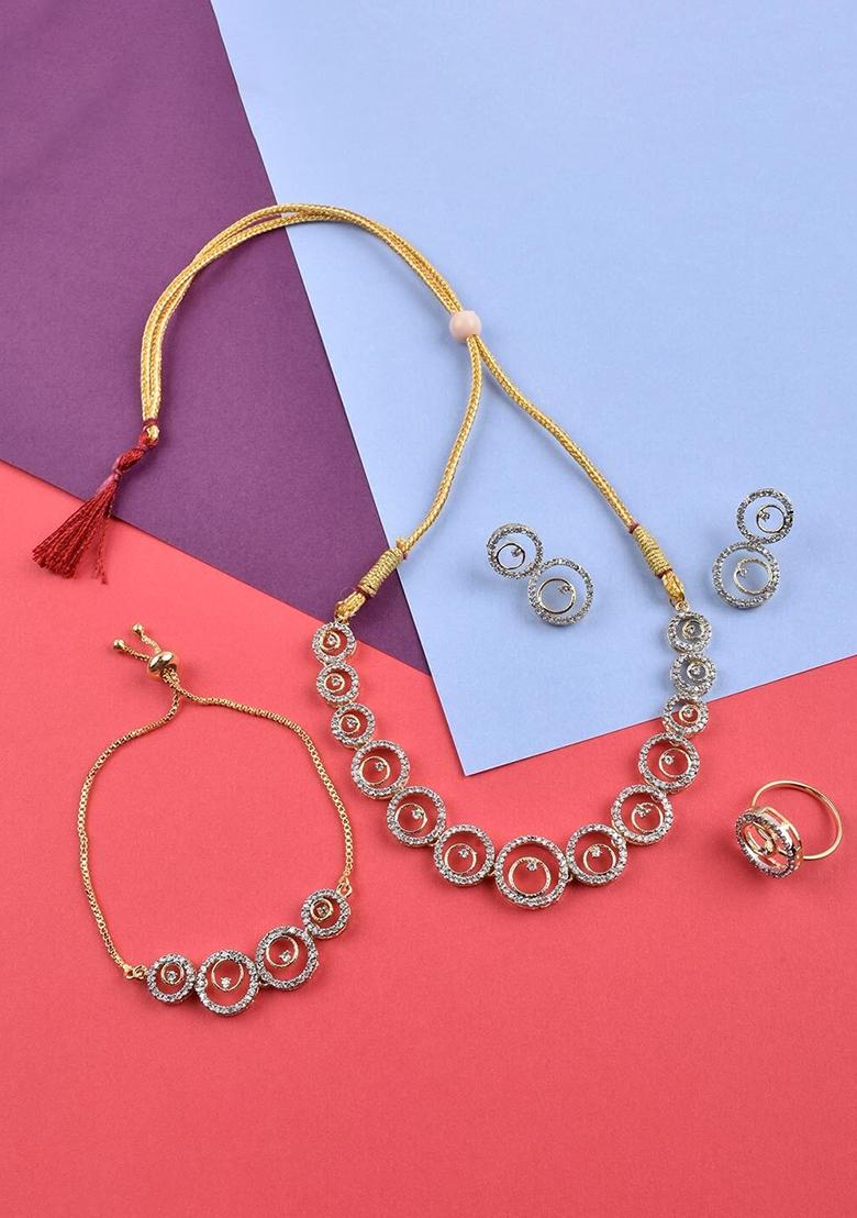 Silver Plated Golden Collor  Alloy Necklace Set