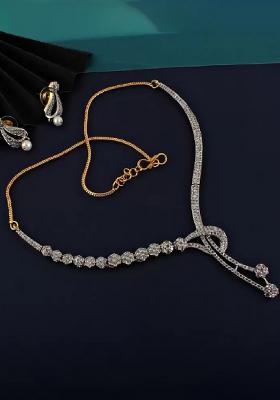 Silver Plated Golden Choker Alloy Necklace Set