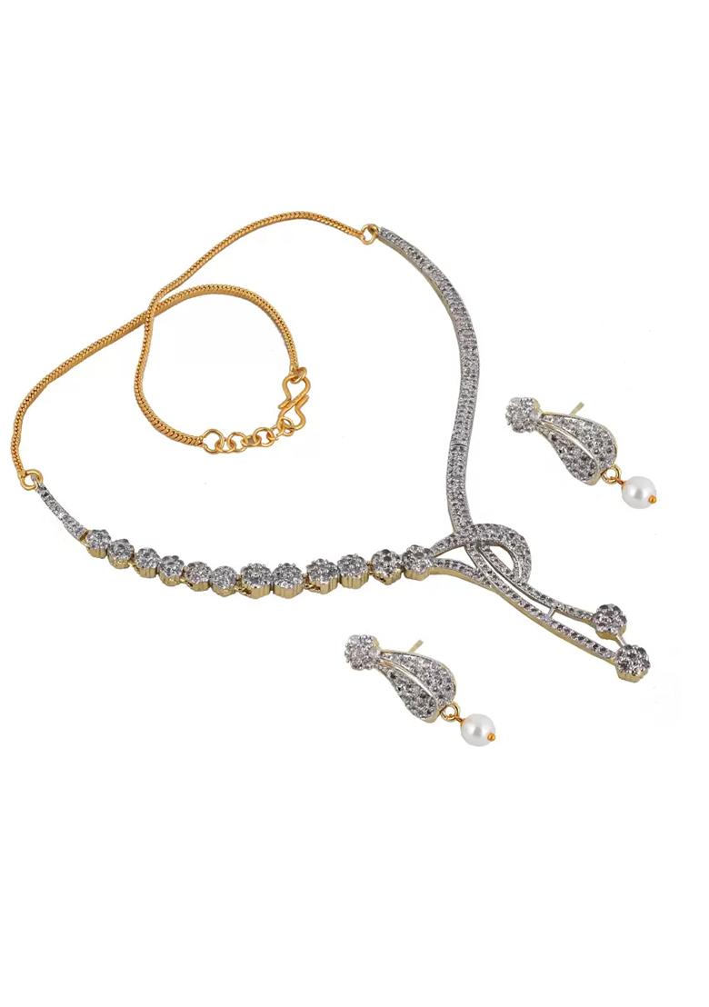 Silver Plated Golden Choker Alloy Necklace Set