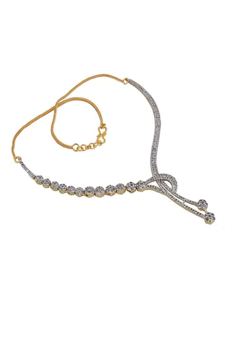 Silver Plated Golden Choker Alloy Necklace Set - Indya