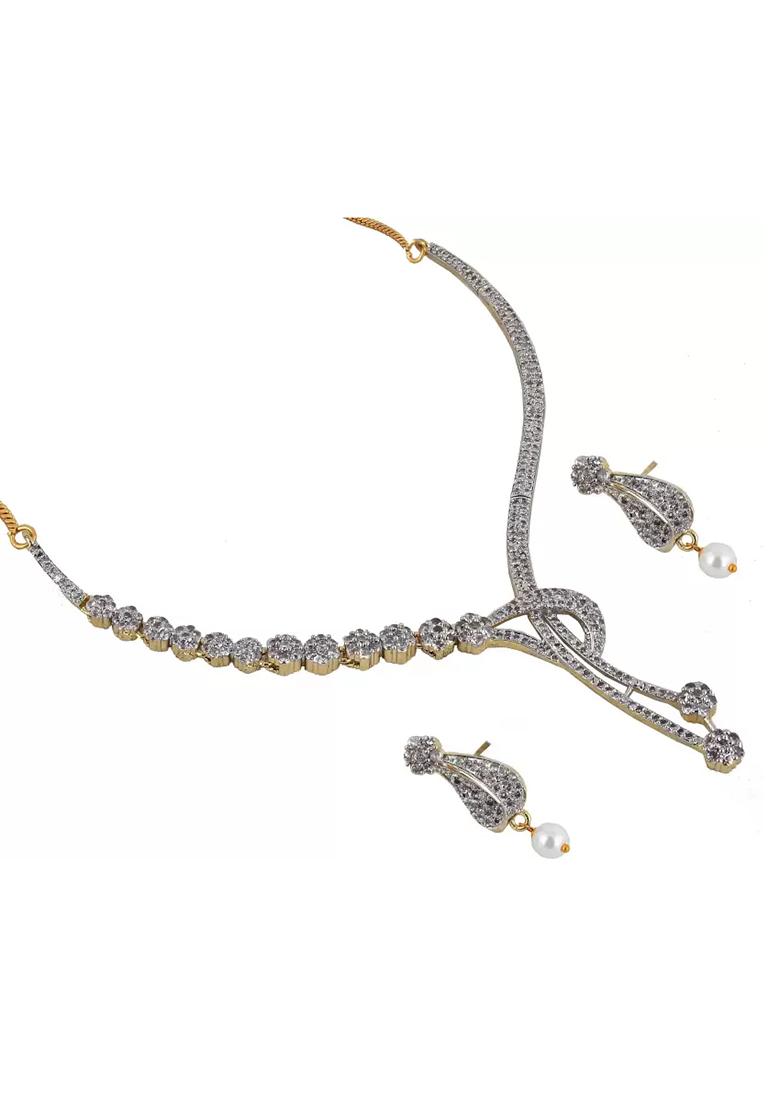 Silver Plated Golden Choker Alloy Necklace Set