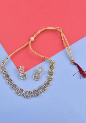 Silver Plated Golden Choker Alloy Necklace Set