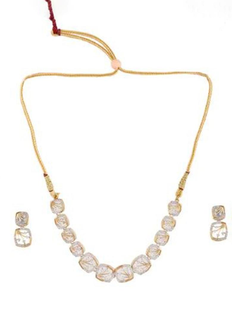 Silver Plated Golden Choker Alloy Necklace Set