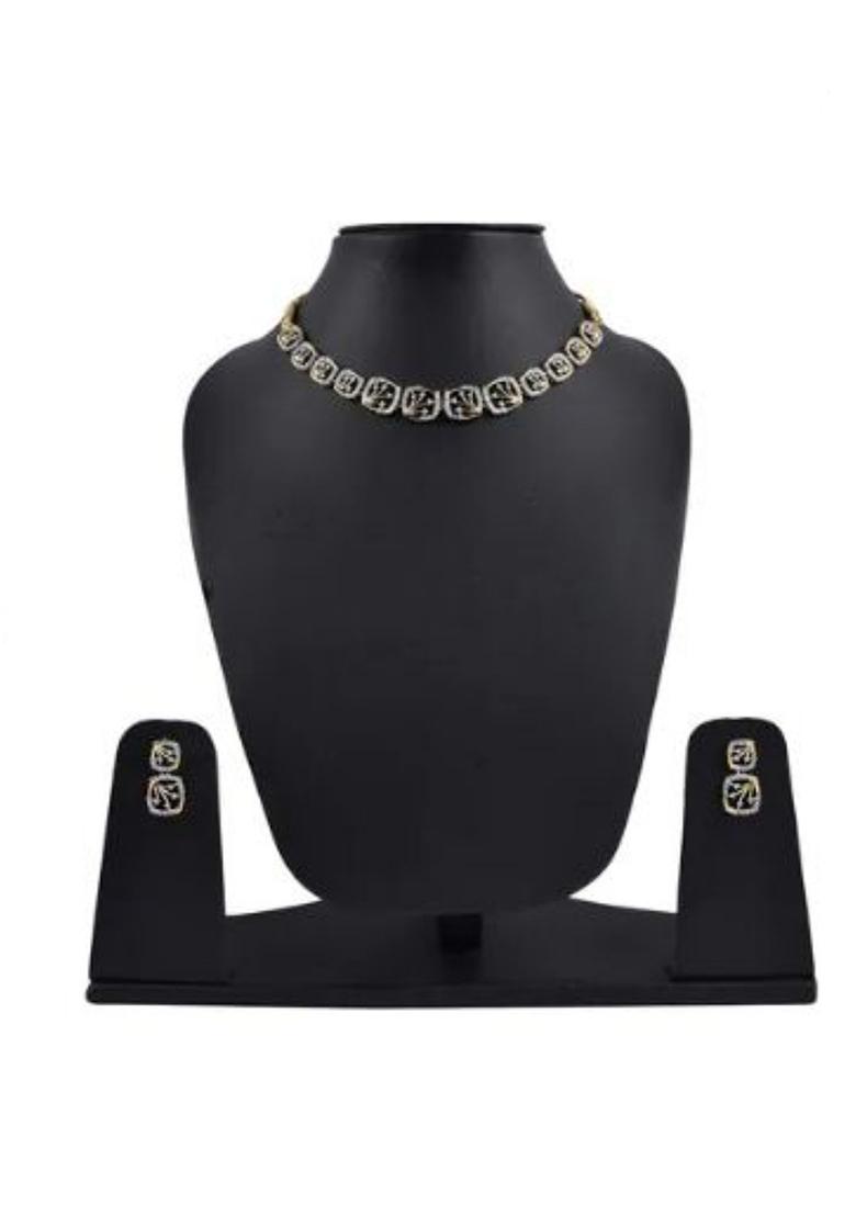 Silver Plated Golden Choker Alloy Necklace Set