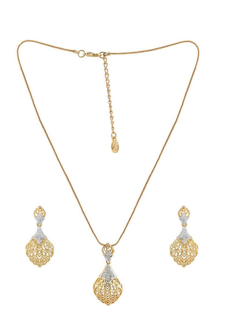 White Studded Gold Plated Necklace Set