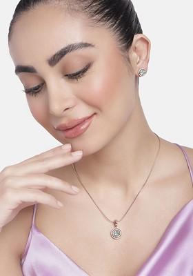 Rose Gold Studded Gold Plated Necklace Set