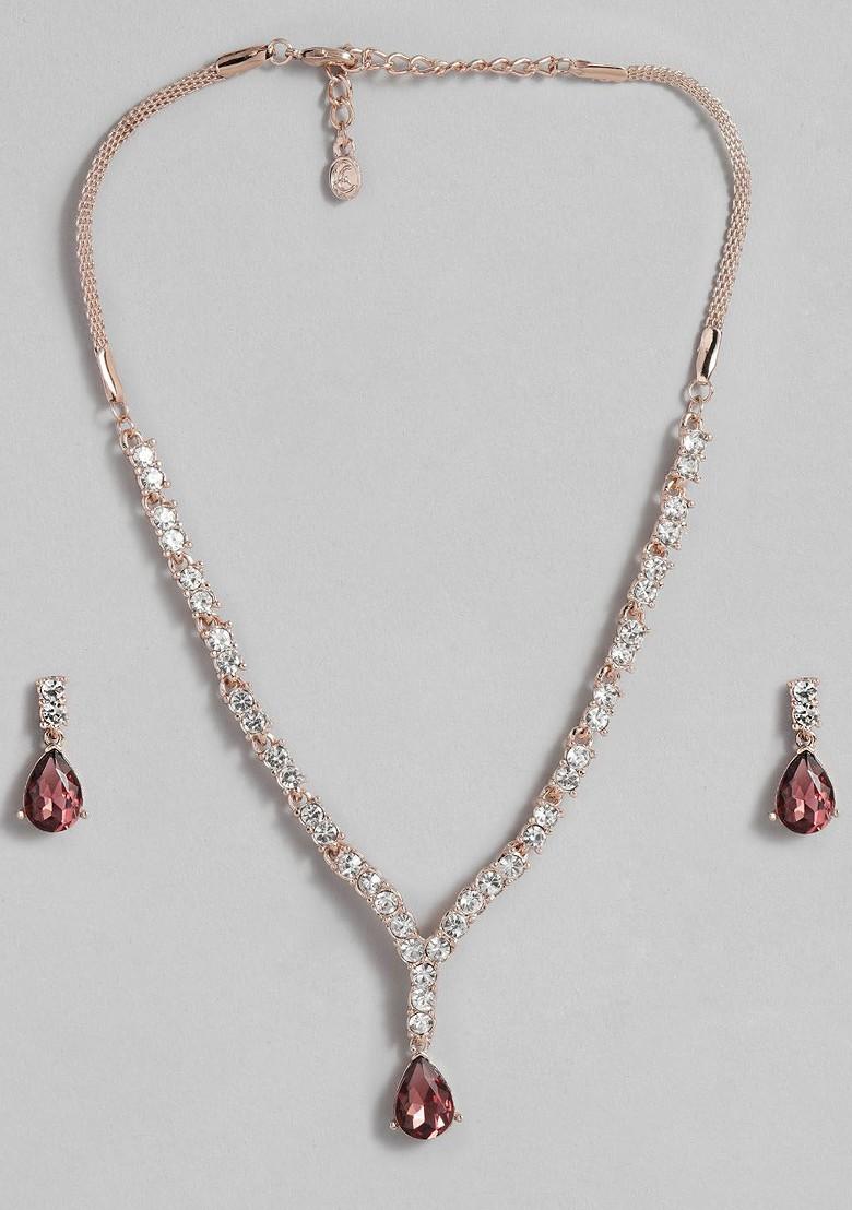 Rose Gold Crystals Gold Plated Necklace Set