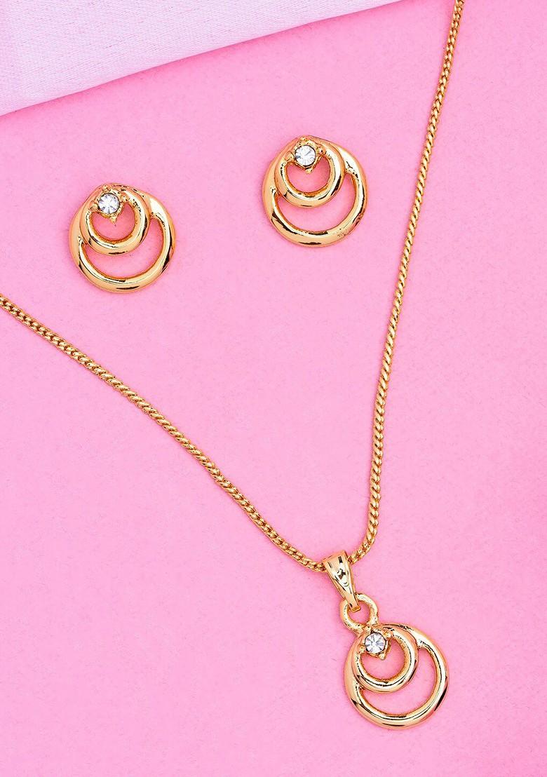 White Crystals Gold Plated Necklace Set