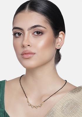 Gold Crystals Gold Plated Necklace Set