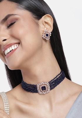 Rose Gold Cz Gold Plated Necklace Set