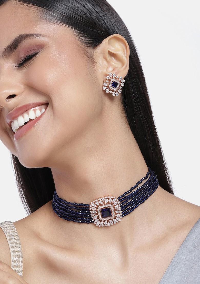 Rose Gold Cz Gold Plated Necklace Set