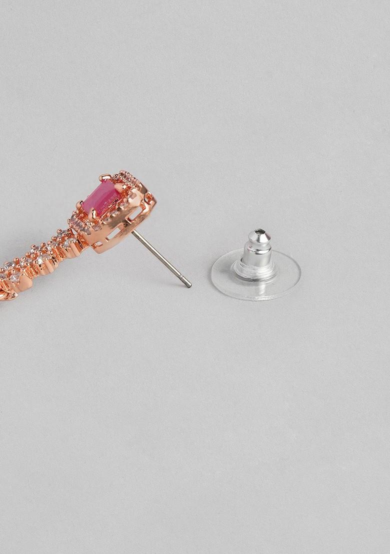 Pink Studded Gold Plated Necklace Set