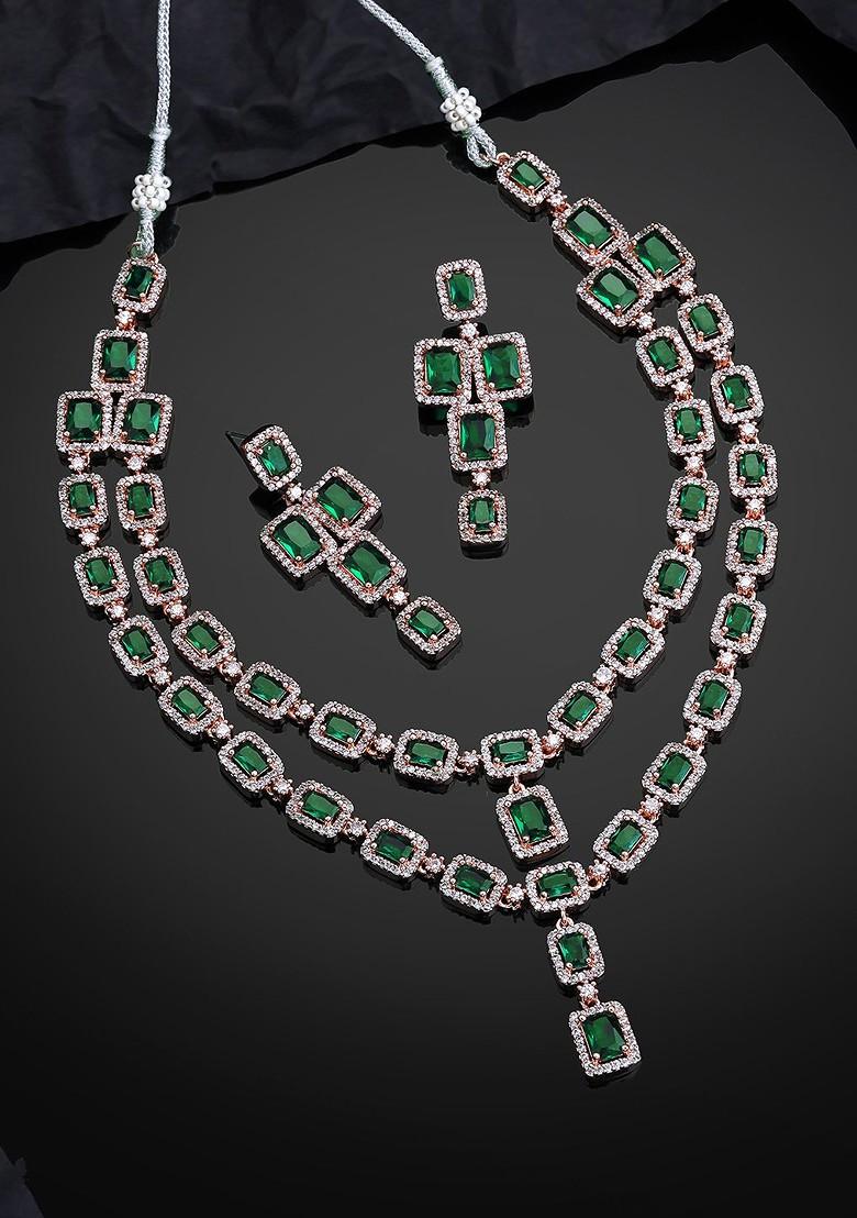Green Solid Gold Plated Necklace Set