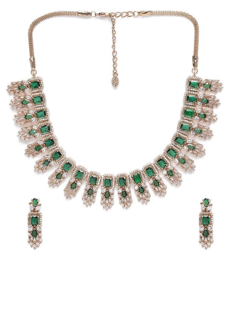 Green Solid Gold Plated Necklace Set