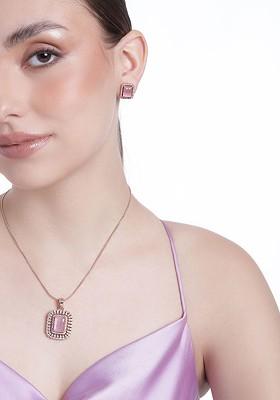 Rose Gold Cz Gold Plated Necklace Set