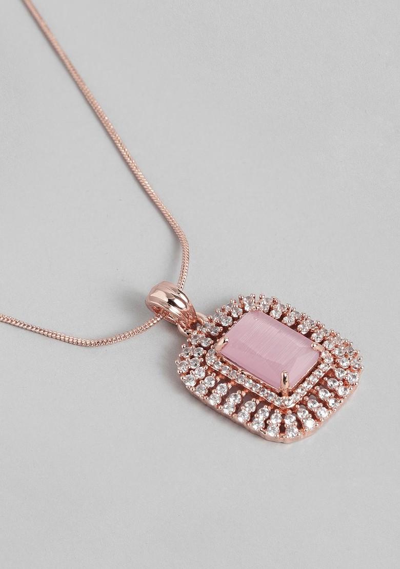 Rose Gold Cz Gold Plated Necklace Set