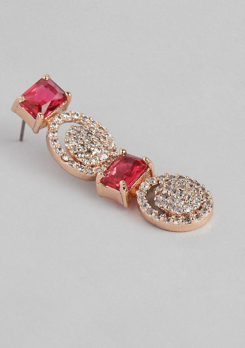 Pink Studded Gold Plated Necklace Set