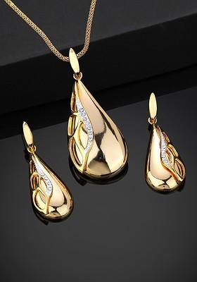 Gold Crystals Gold Plated Necklace Set