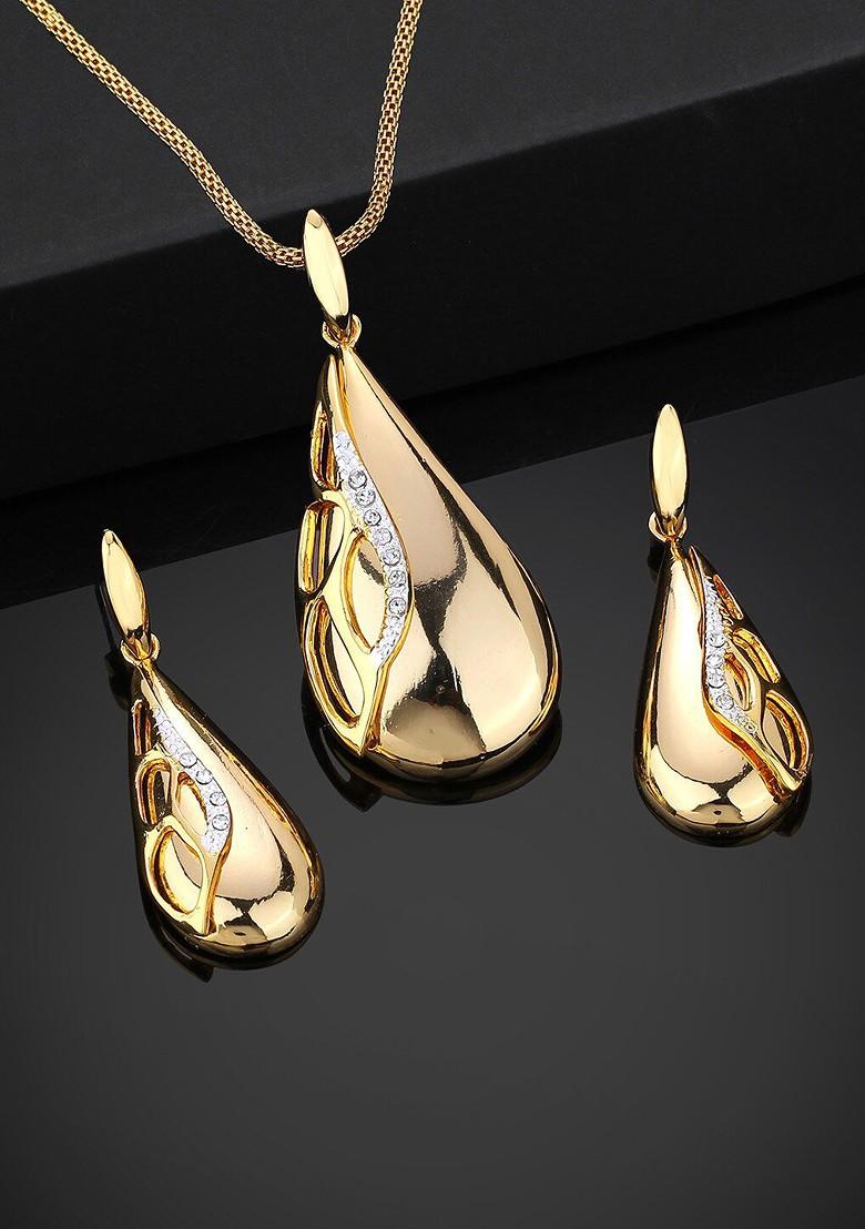 Gold Crystals Gold Plated Necklace Set