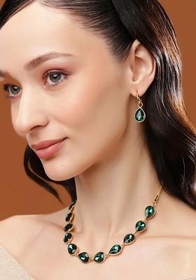 Gold Crystals Gold Plated Necklace Set