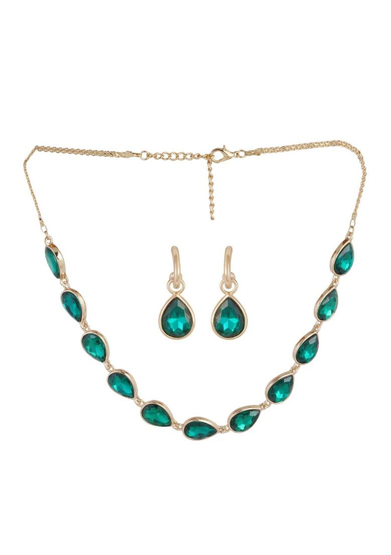 Gold Crystals Gold Plated Necklace Set