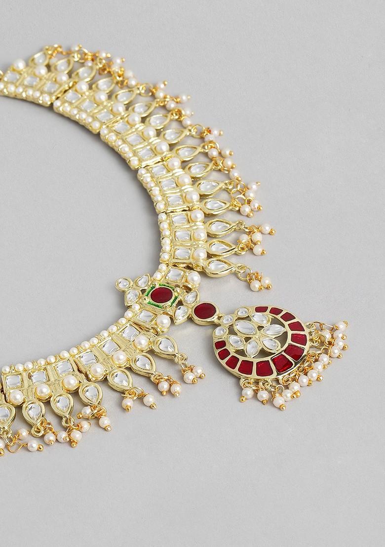 White Solid Gold Plated Necklace Set