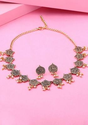 Gold Solid Gold Plated Necklace Set