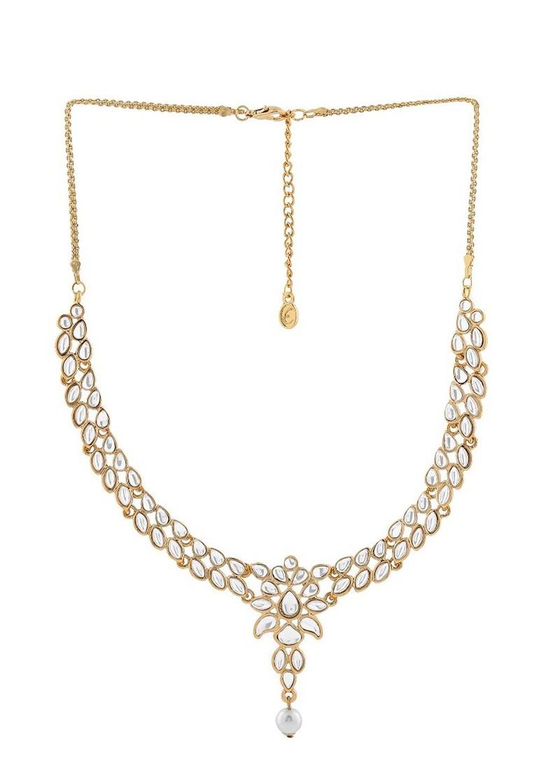 White Solid Gold Plated Necklace Set