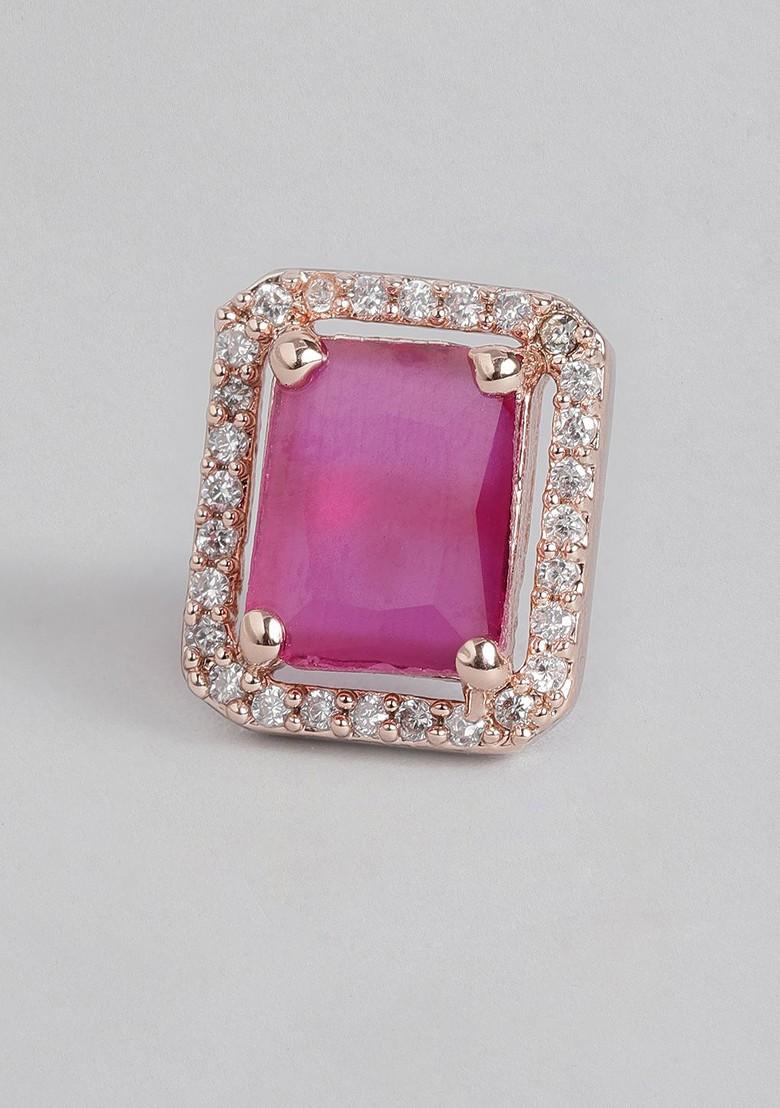 Pink Studded Gold Plated Necklace Set