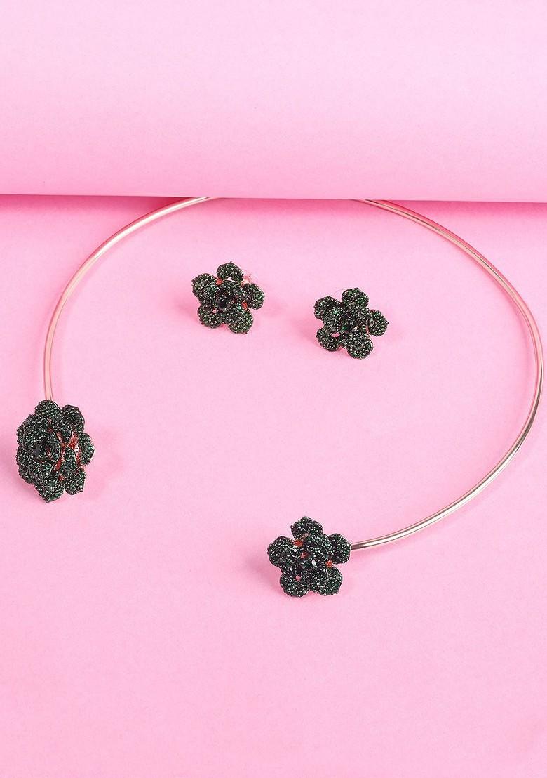 Rose Gold Studded Gold Plated Necklace Set