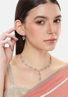 Rose Gold Solid Gold Plated Necklace Set