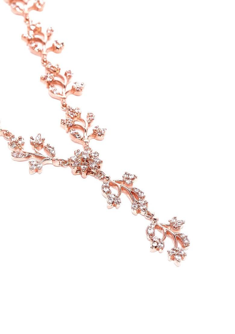 Rose Gold Solid Gold Plated Necklace Set