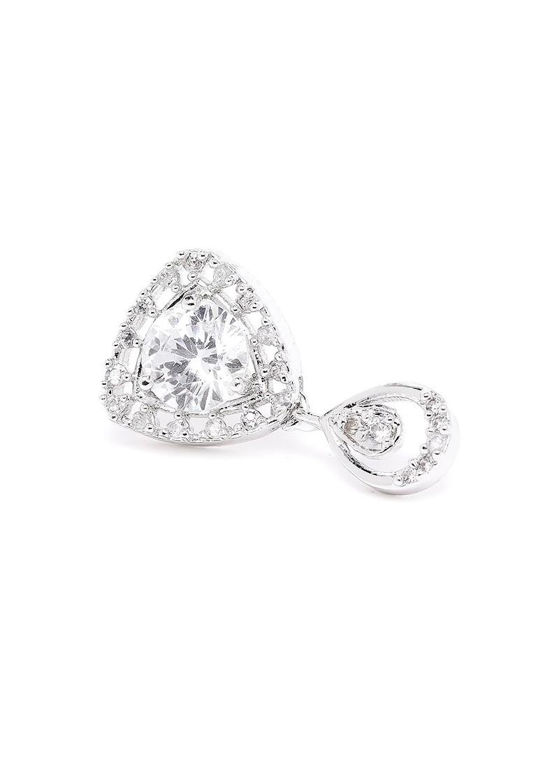 White Studded Rhodium Plated Necklace Set