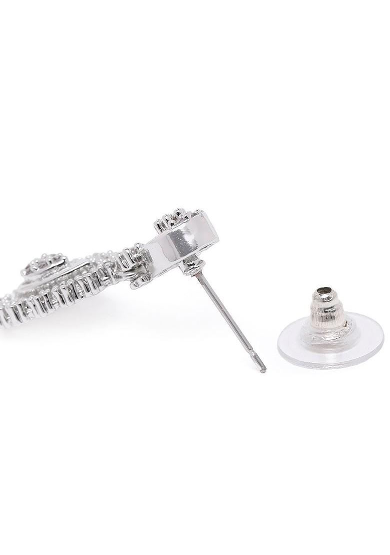 White Studded Rhodium Plated Necklace Set