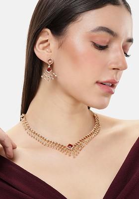 Rose Gold Solid Gold Plated Necklace Set