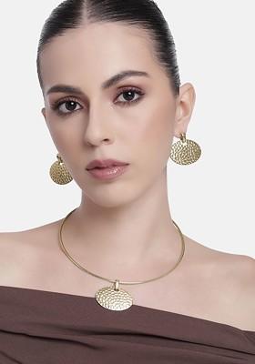 Gold Solid Gold Plated Necklace Set